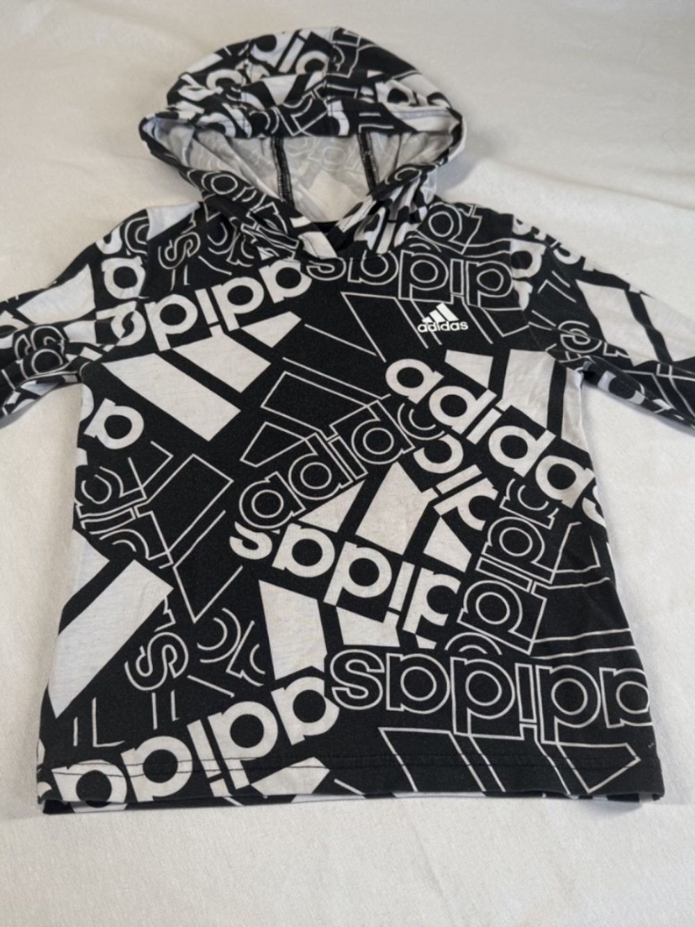 Adidas Children's Boys Girls Logo Print Hoodie Size 4T - Black/White